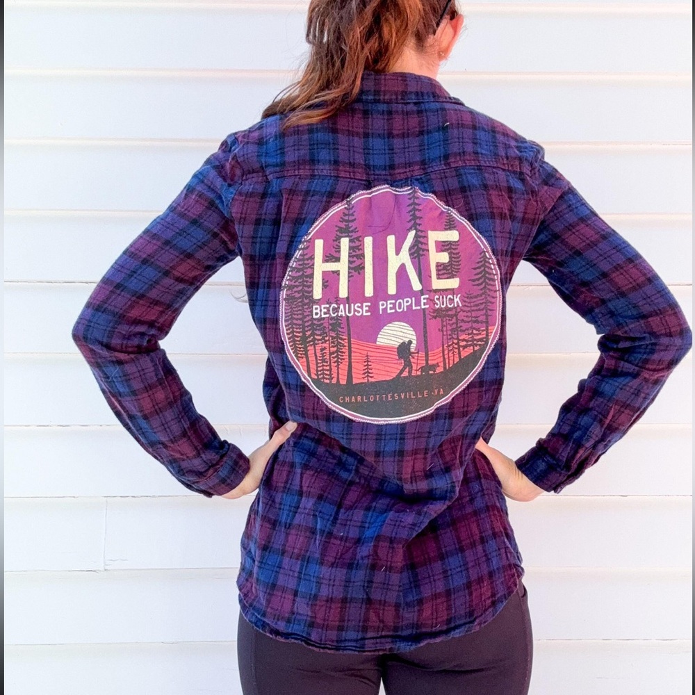 Upcycled Plaid Hike Graphic Shirt
